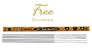 Gold sparklers with 'Free Shipping' text on a white background
