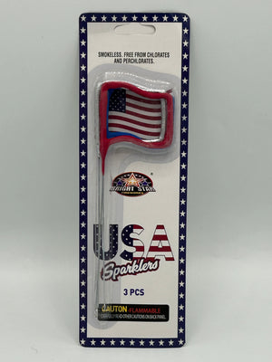 USA Sparklers-3 Pack of flag shape sparklers