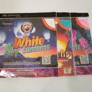 White sky lantern. pink wishing lantern, blue floating lantern