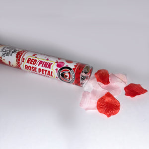 Red, pink flower confetti cannon