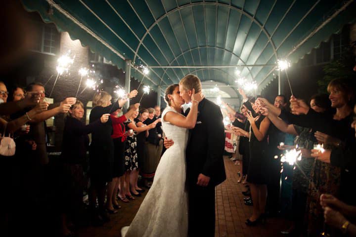 Various ways to display sparklers for a wedding send off