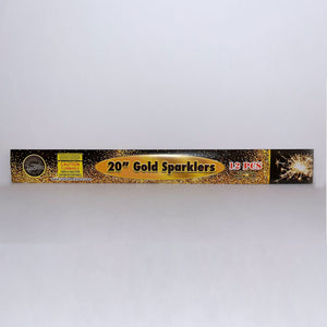 gold and black custom label Utah Sparklers box containing 12 sparklers 90 seconds burn with bright, gold sparks