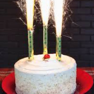 Child's birthday cake adorned with fun and vibrant Cake Sparklers, perfect for kids' celebrations